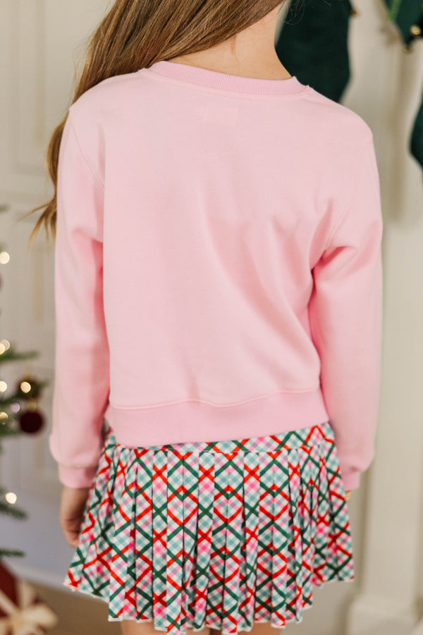 Girls: Merry & Bright Lights Blush Graphic Sweatshirt