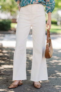 Going Strong Cream Cropped Jeans