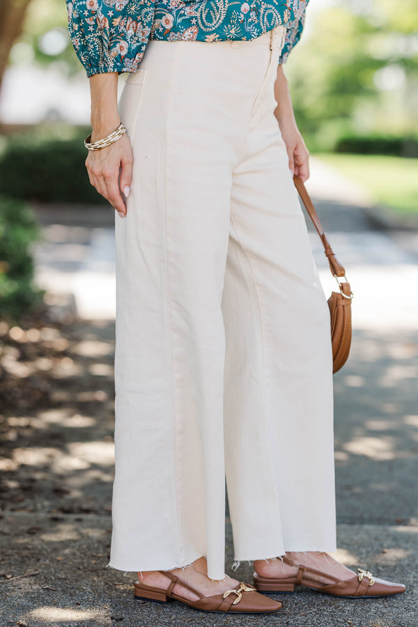 Going Strong Cream Cropped Jeans