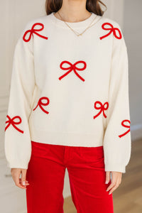 Tied To Perfection Cream Bow Sweater