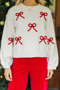 Tied To Perfection Cream Bow Sweater