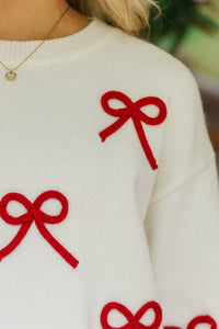 Tied To Perfection Cream Bow Sweater