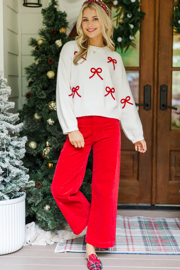 Tied To Perfection Cream Bow Sweater
