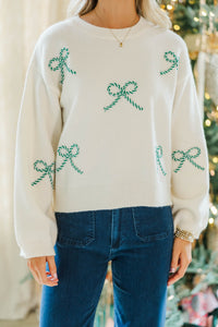 Twist Of Charm Cream Bow Sweater