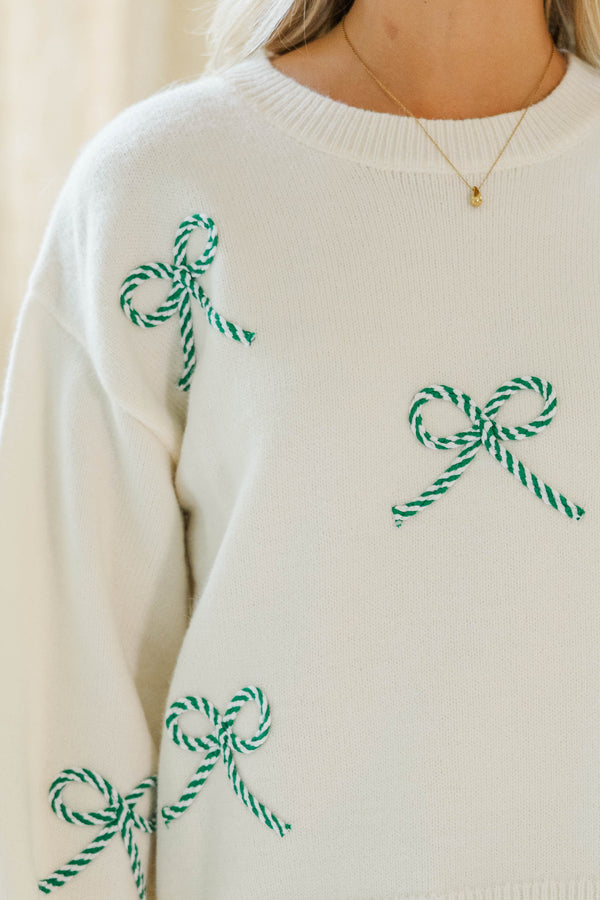 Twist Of Charm Cream Bow Sweater