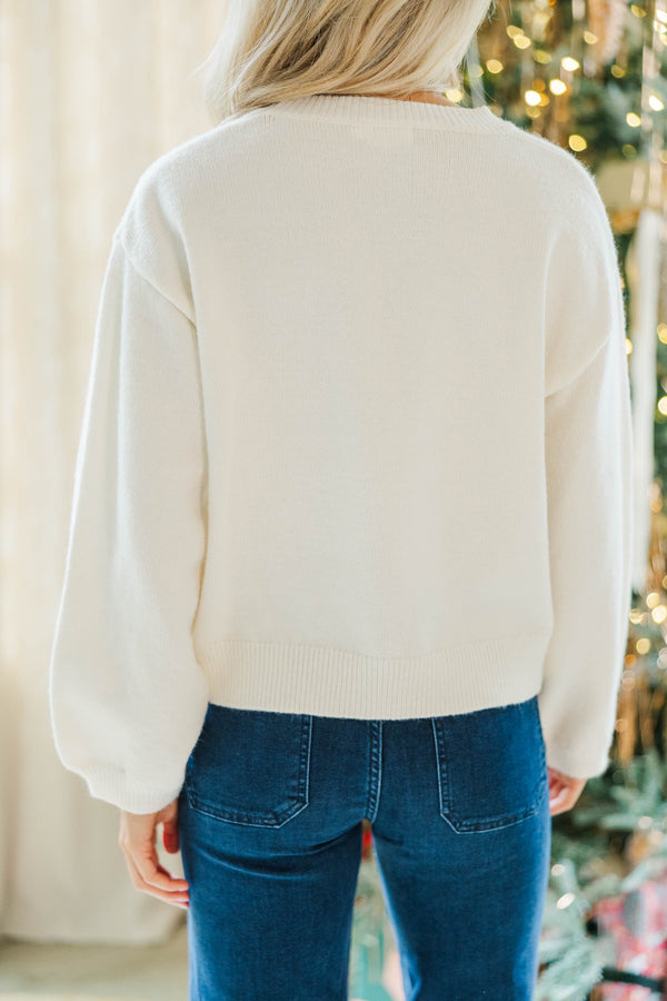 Twist Of Charm Cream Bow Sweater