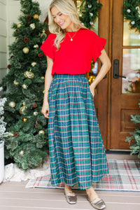 Take A Moment Red Ruffle Sleeve Knit Top