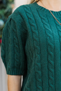 Give It A Try Emerald Green Cable Knit Sweater