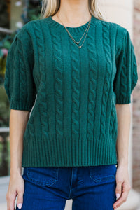 Give It A Try Emerald Green Cable Knit Sweater