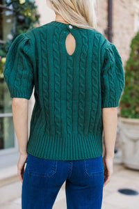 Give It A Try Emerald Green Cable Knit Sweater