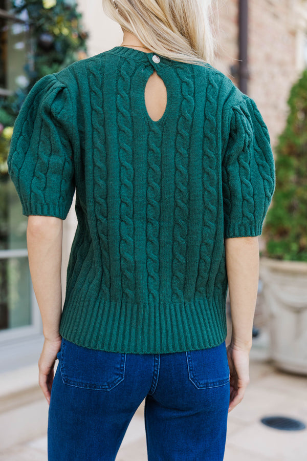 Give It A Try Emerald Green Cable Knit Sweater