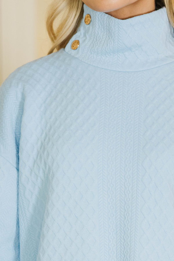 Silver Bells Light Blue Quilted Shift Dress