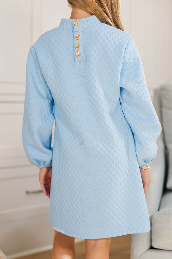 Girls: Silver Bells Light Blue Quilted Shift Dress