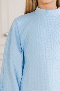 Girls: Silver Bells Light Blue Quilted Shift Dress