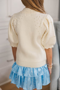 Girls: Silver Bells Cream Embellishment Sweater