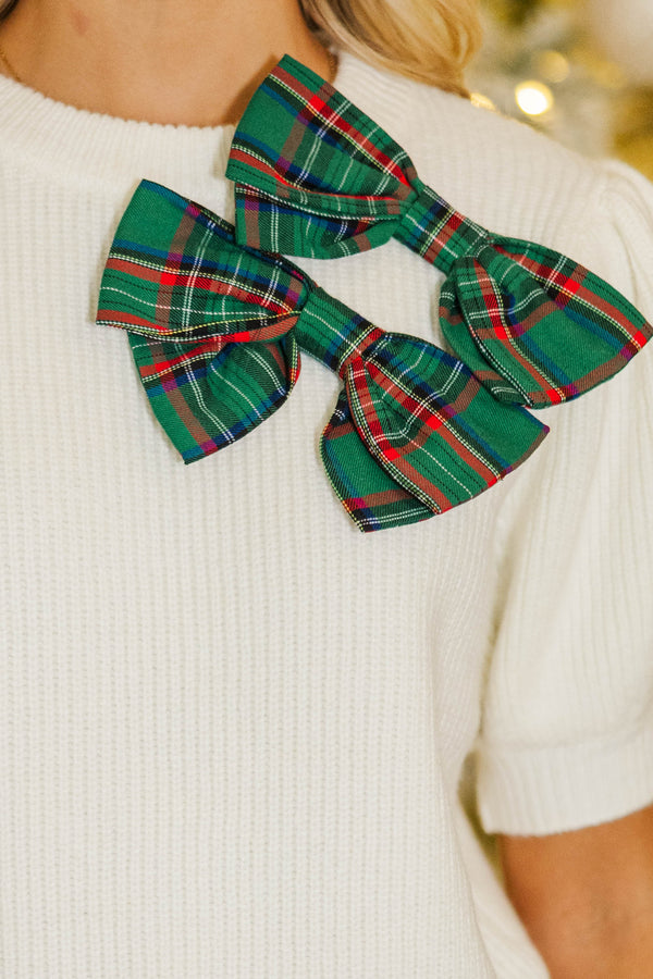 Home for the Holidays Plaid Bow Sweater