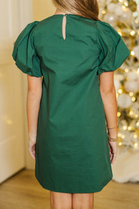 Girls: Home For The Holidays Emerald Tartan Plaid Bow Shift Dress