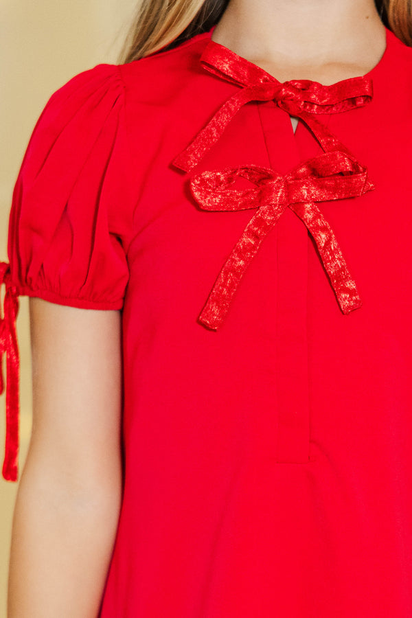 Girls: Very Merry Moments Red Babydoll Dress