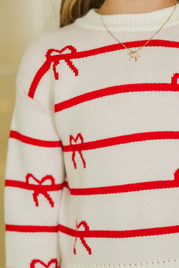 Girls: Very Merry Moments White and Red Sweater