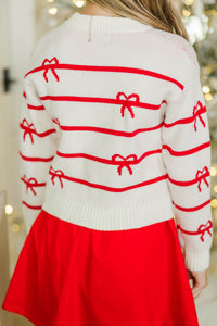 Girls: Very Merry Moments White and Red Sweater
