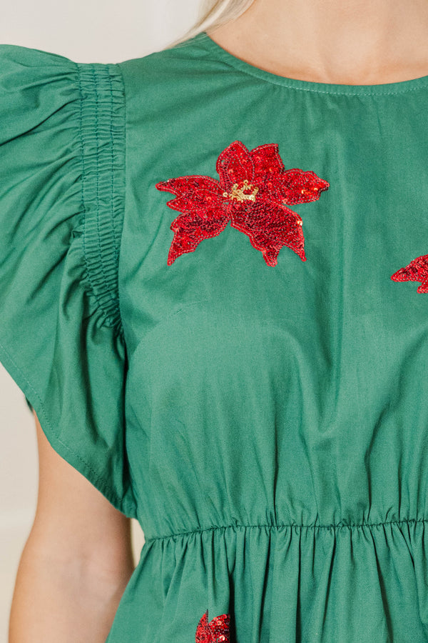 Under the Mistletoe Emerald Green Sequin Dress