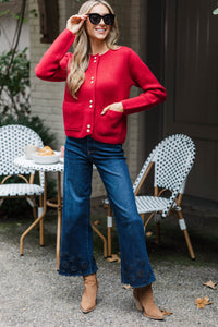 Always Remember To Smile Red Cardigan