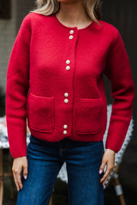 Always Remember To Smile Red Cardigan