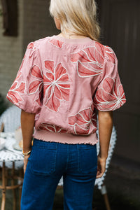 Styled In Stems Pink Floral Blouse