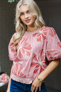 Styled In Stems Pink Floral Blouse