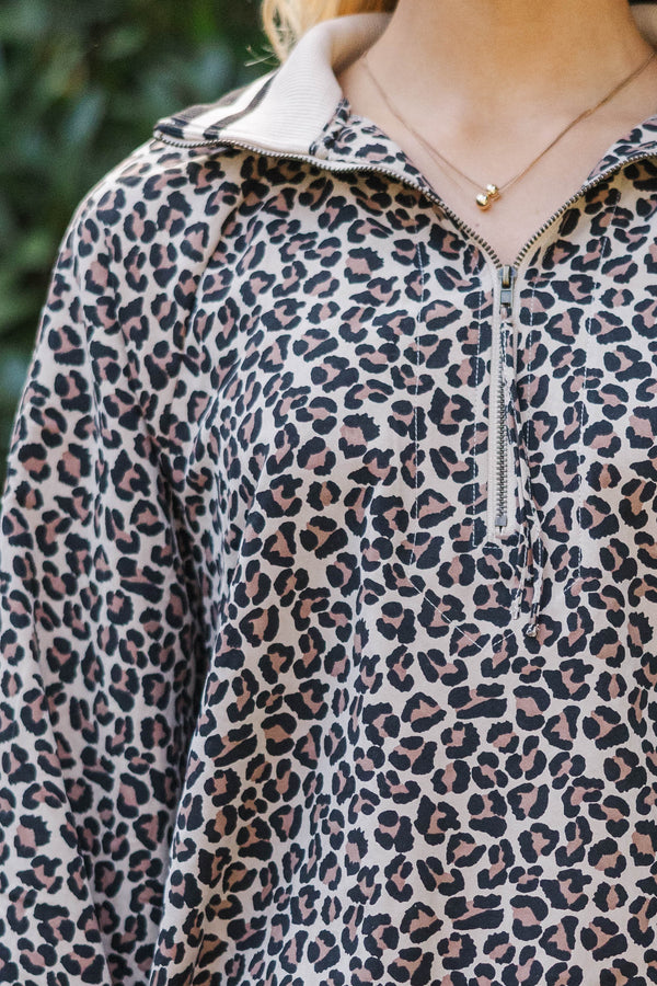 Chasing Dreams Taupe Leopard Print Sweater