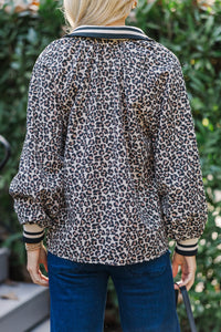 Chasing Dreams Taupe Leopard Print Sweater