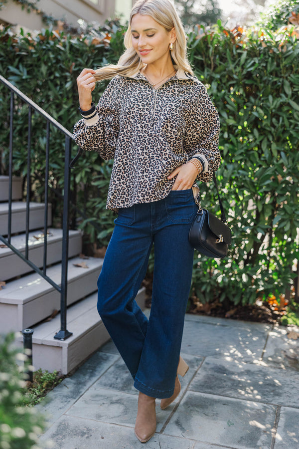 Chasing Dreams Taupe Leopard Print Sweater