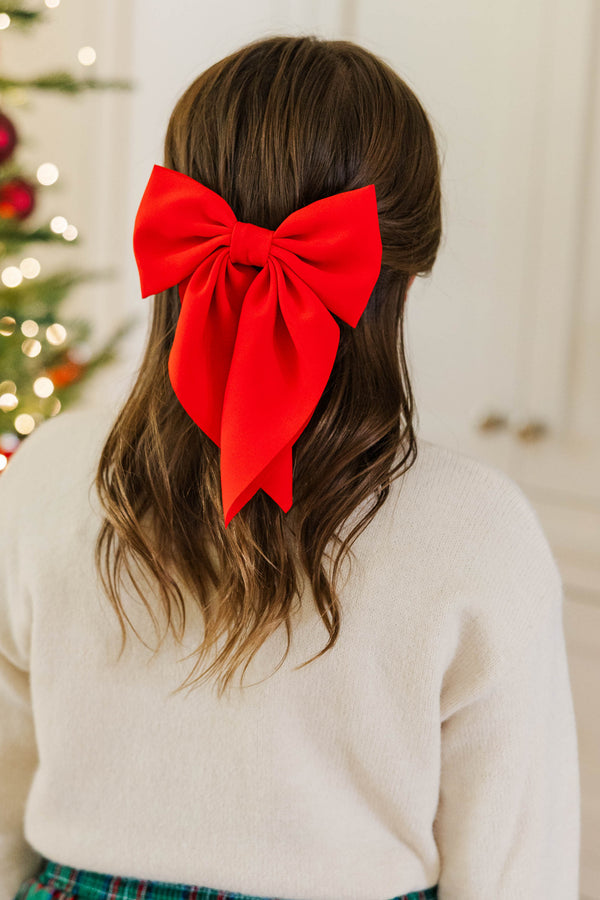 Girls: Around The Tree Red Hair Bow
