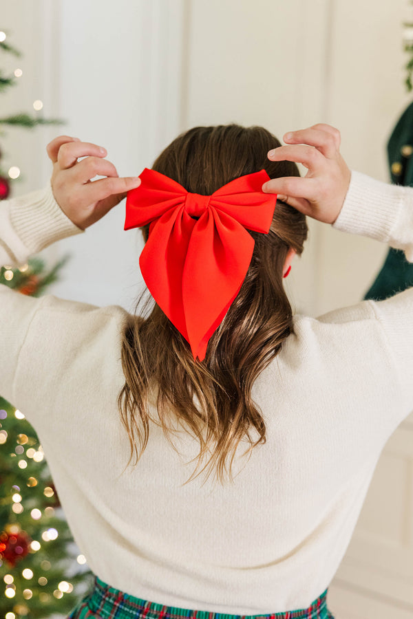 Girls: Around The Tree Red Hair Bow