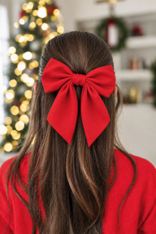 Girls: Around The Tree Red Hair Bow