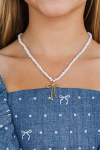 Girls: Pretty Little Pearl Bow Necklace