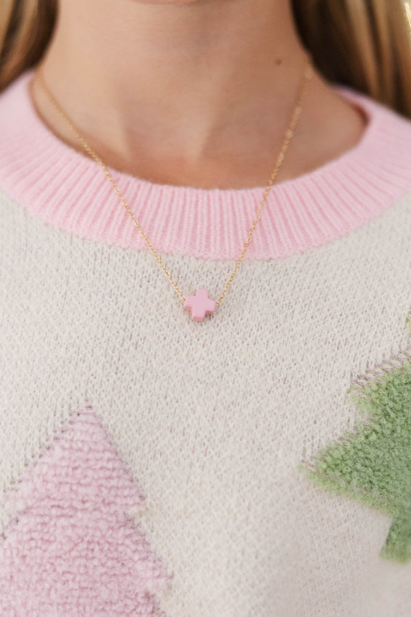 Girls: Forever Faithful Pink Cross Necklace