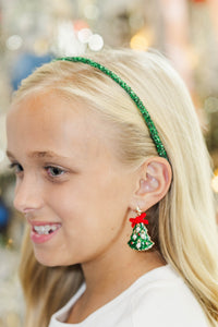 Girls: Little Glow Green Christmas Tree Earrings