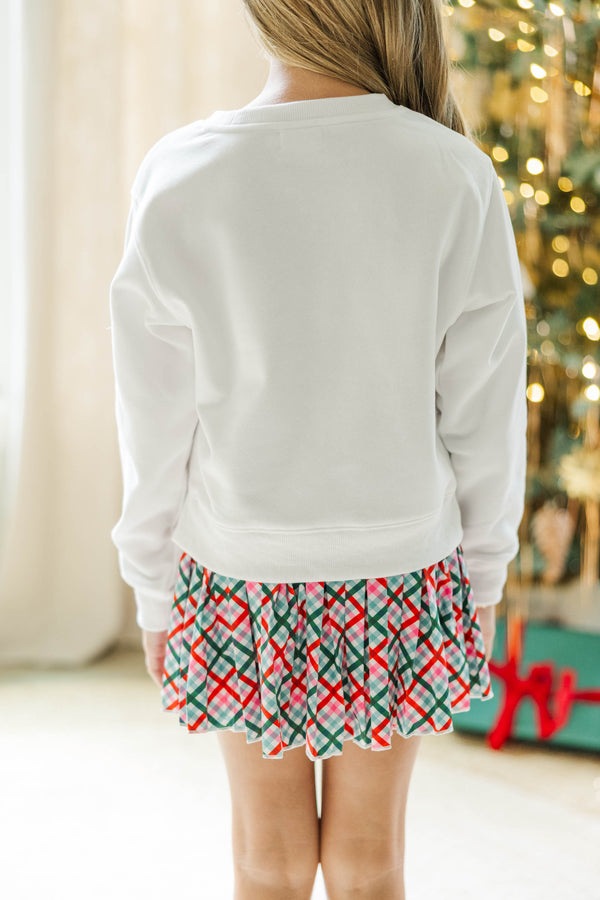 Girls: The Josie White Sequin Candy Canes Sweatshirt