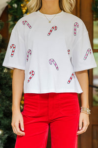 Just a Little Sweet White Candy Cane Tee