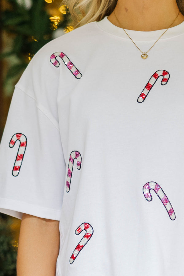 Just a Little Sweet White Candy Cane Tee