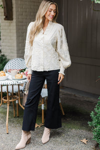 My Little Dream Cream Textured Blouse