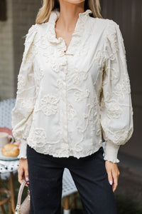 My Little Dream Cream Textured Blouse
