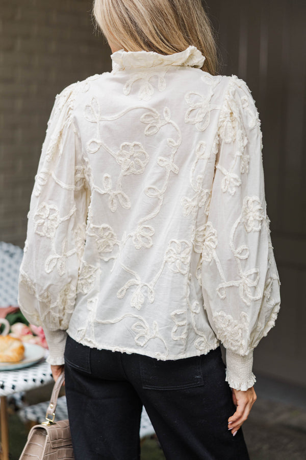 My Little Dream Cream Textured Blouse