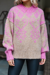 Darling Detail Pink Floral Sweater