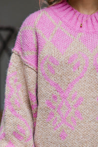 Darling Detail Pink Floral Sweater