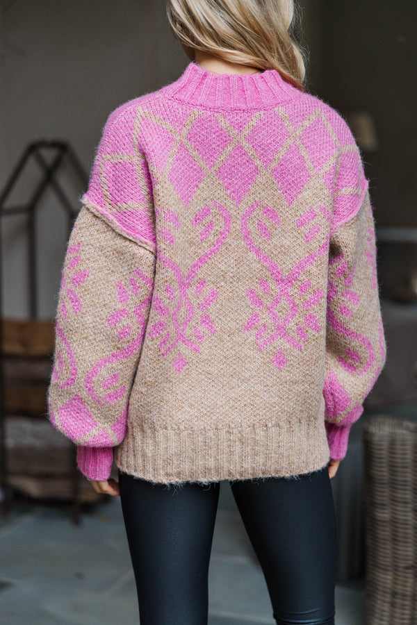 Darling Detail Pink Floral Sweater