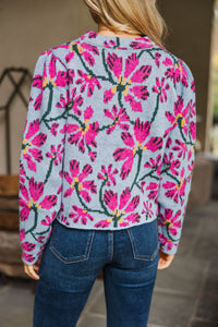 Weekend Ready Blue Floral Sweater