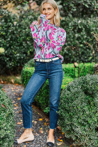 Weekend Ready Blue Floral Sweater