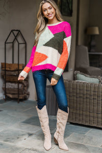 Sunday Haze Pink Abstract Sweater